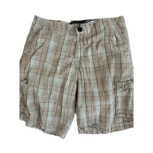 True Rock Men's Plaid Walking Shorts Khaki Beige 34 Preppy Vacation